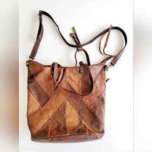 Broken zipper - Large Lucky Brand leather tote beautiful boho hippi